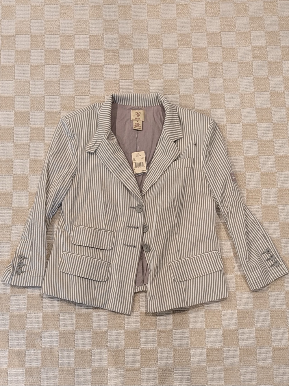 G-Unit Y2K Deadstock Gray Striped Blazer Size Medium